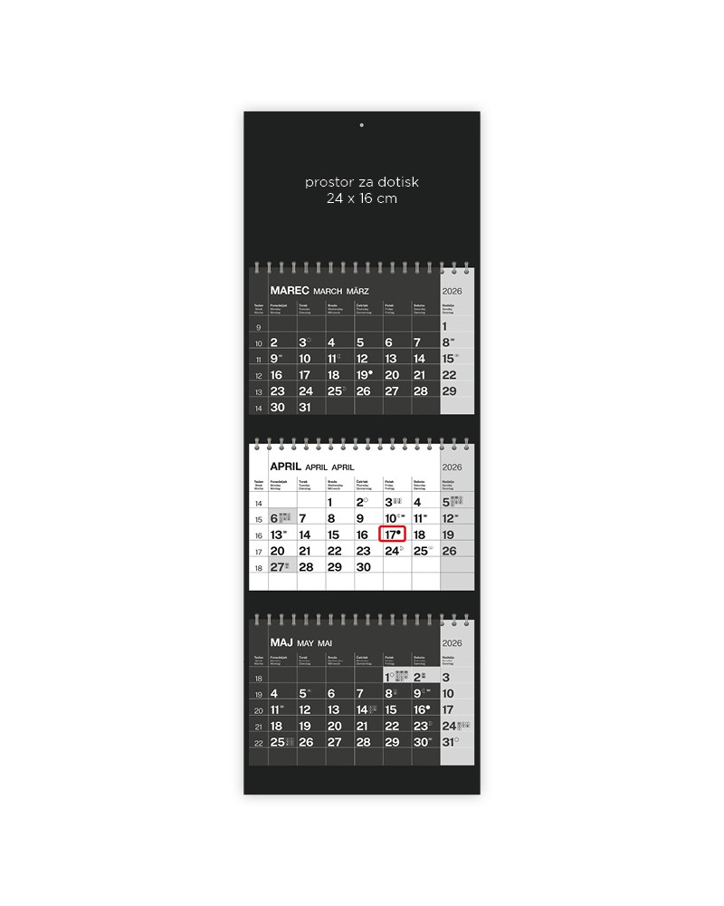 Koledar Tridelni barvni s spiralo